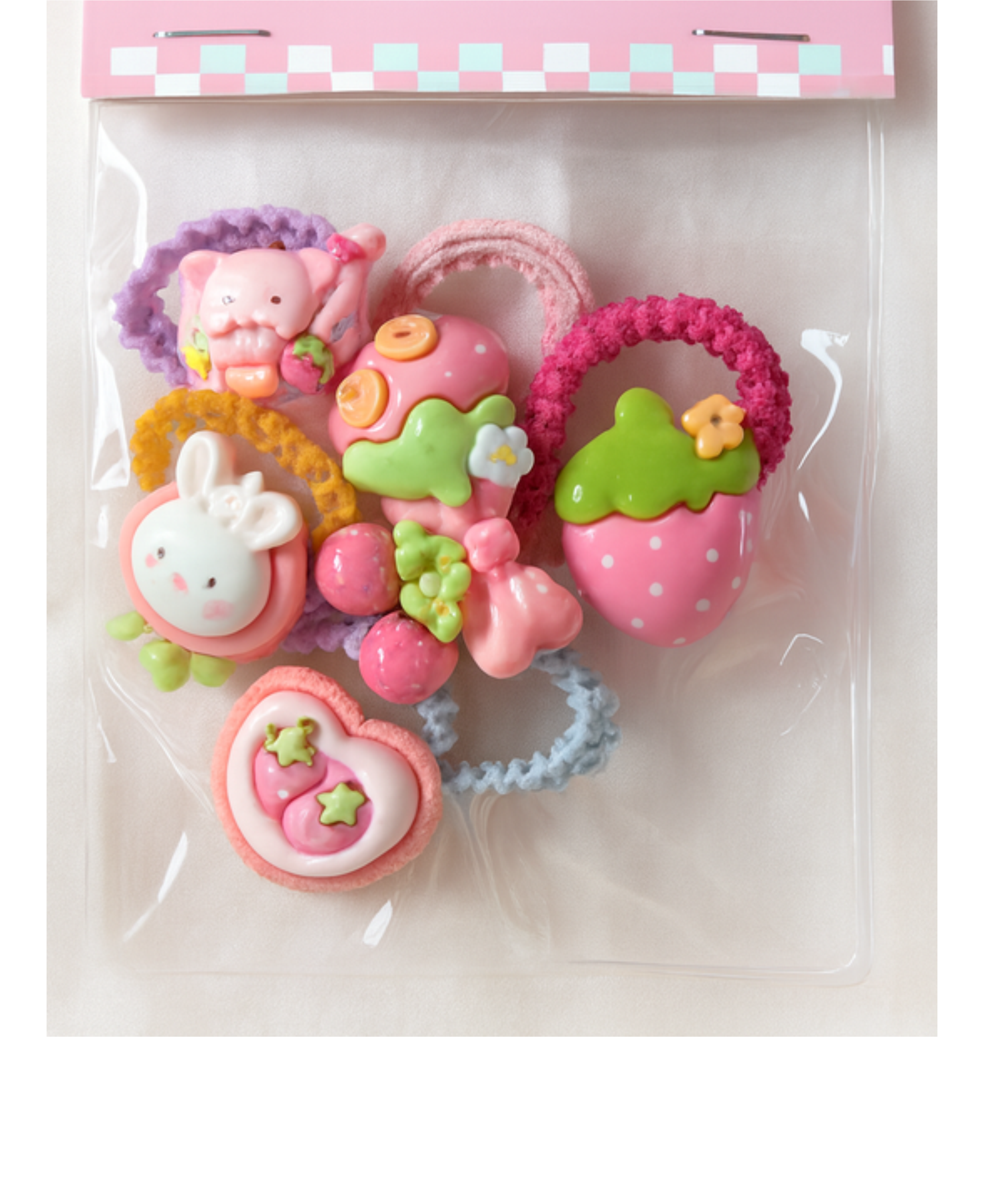 Cute Strawberry & Bunny Kids Hair Accessories Set