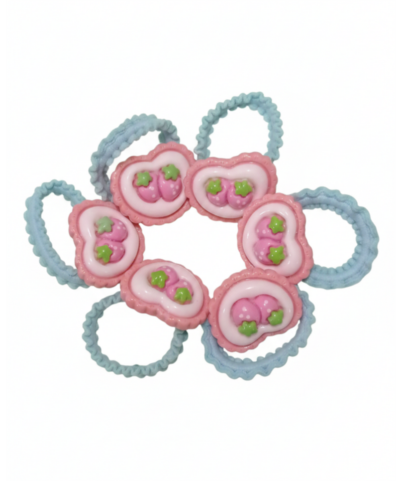 Cute Strawberry & Bunny Kids Hair Accessories Set (Pack of 6)