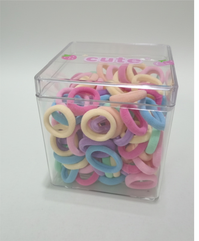 Cute Pastel Hair Ties Box – 100+ Soft ponies