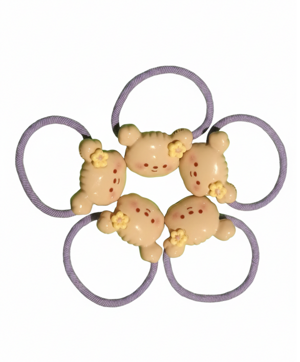 Cute Teddy Hair Elastic Set (Pack of 5)