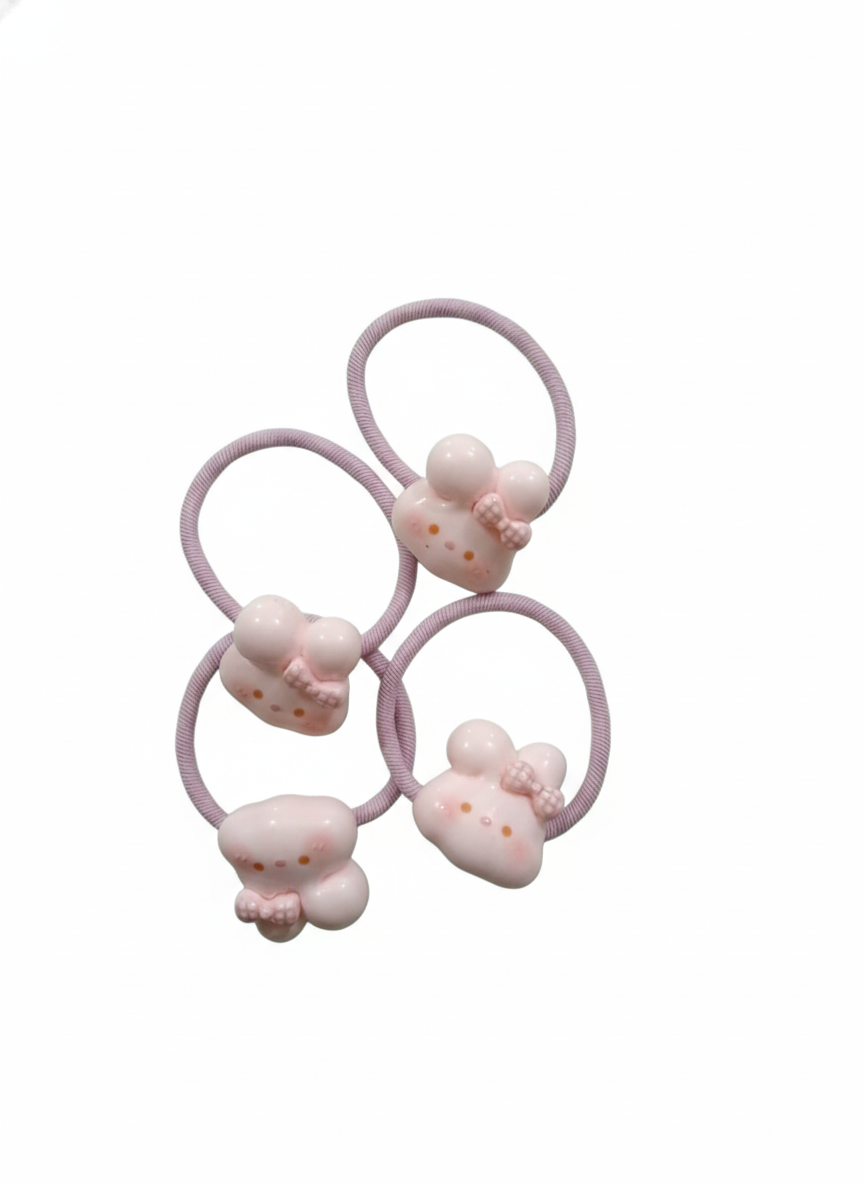 Cute Teddy Hair Elastic Set (Pack of 4)
