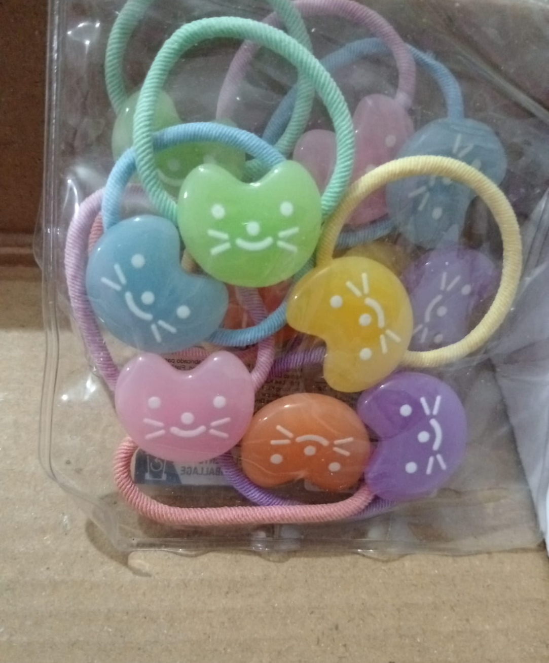 Cute Kitty& Fish Elastic Hair Ties – Pastel Pony (Pack of 6)