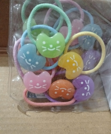 Cute Kitty& Fish Elastic Hair Ties – Pastel Pony (Pack of 6)