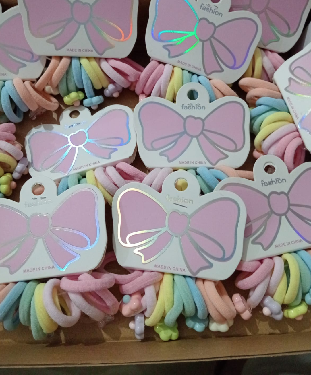 Pastel Soft Hair Ties –  With Cute themed Beads (A bunch of 12)
