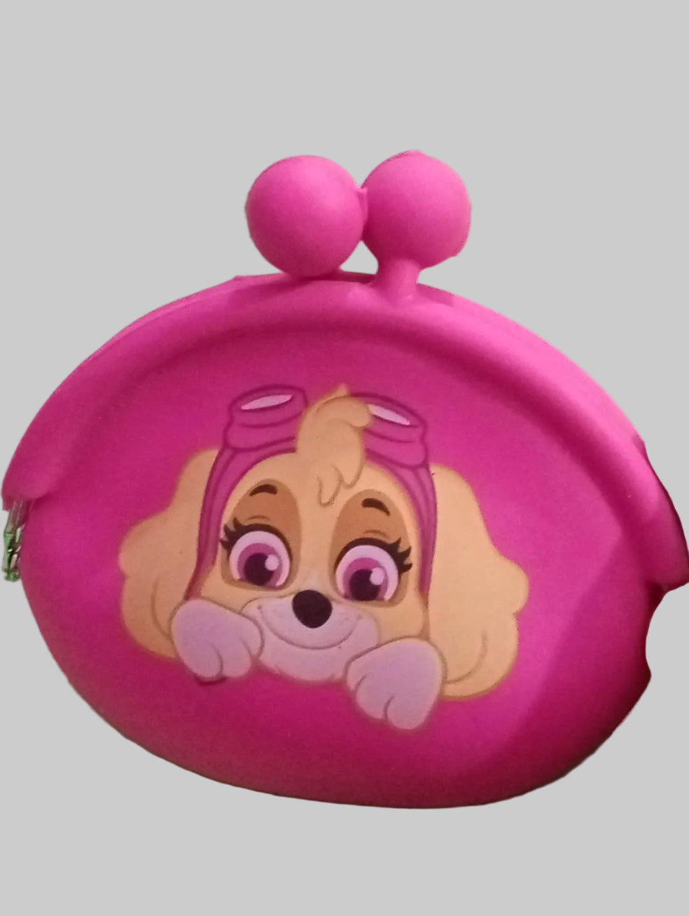 Cute Pink Cartoon Silicone Coin Pouch Keychain for Girls