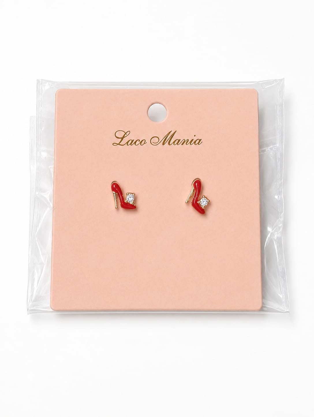 Cute Red High Heel Stud Earrings with Crystal for Women